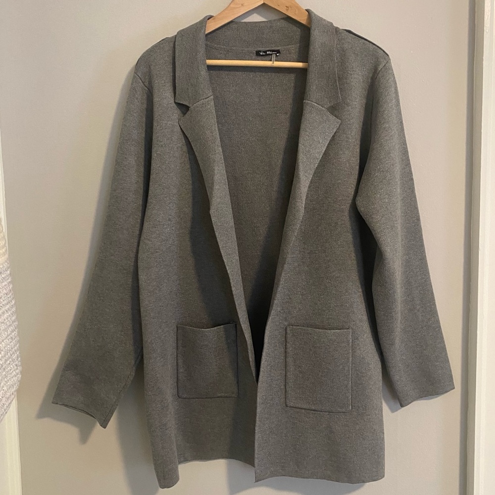 Vila Milano Womens XL Gray Knit Open Sweater Blazer